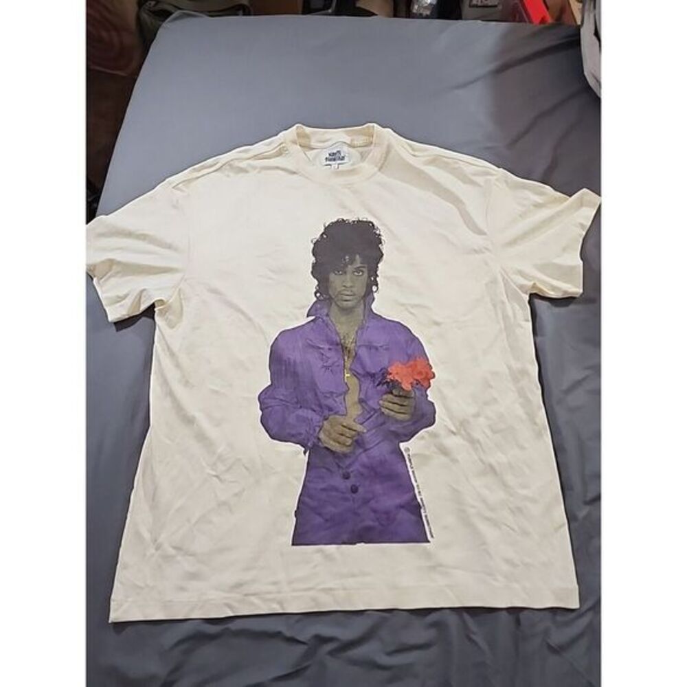 Ninety Somethin Prince Purple Reign Men's  Large T‎ shirt Cream Double Sided
